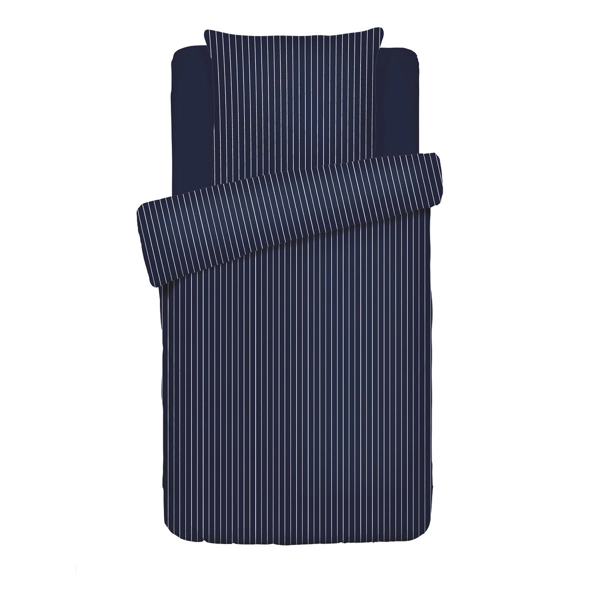 Duvet cover + pillowcase(s) cotton satin - Rayures élégantes Dark blue 140 x 200 cm + 63 x 63 cm