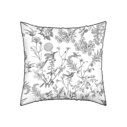 Pillowcase(s) cotton satin - Colibri Floral Black grey