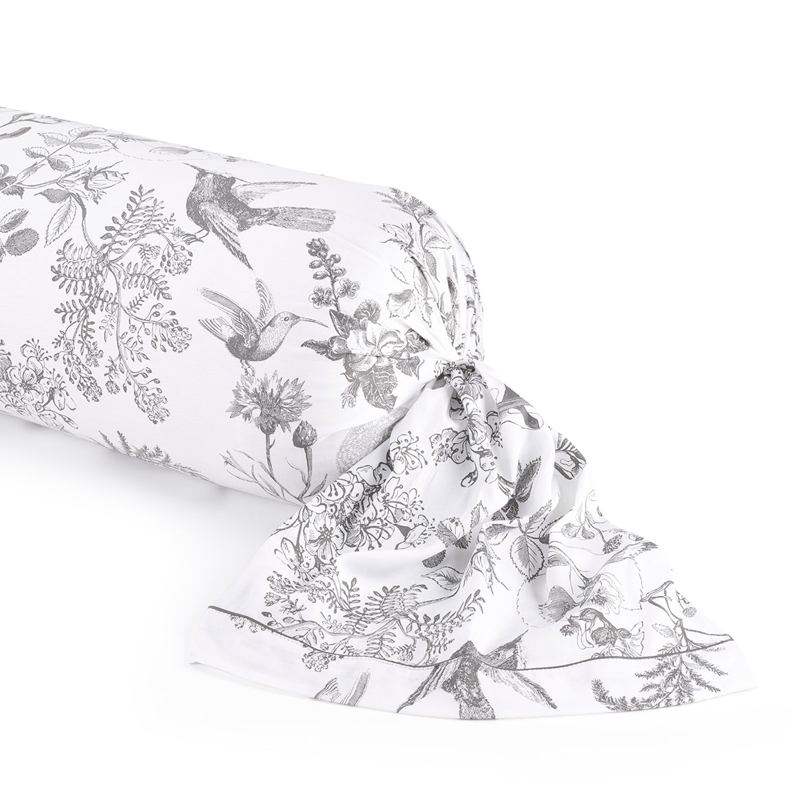 Pillowcase(s) cotton satin - Colibri Floral Black grey