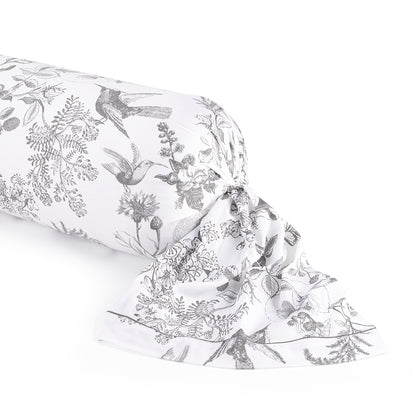 Pillowcase(s) cotton satin - Colibri Floral Black grey