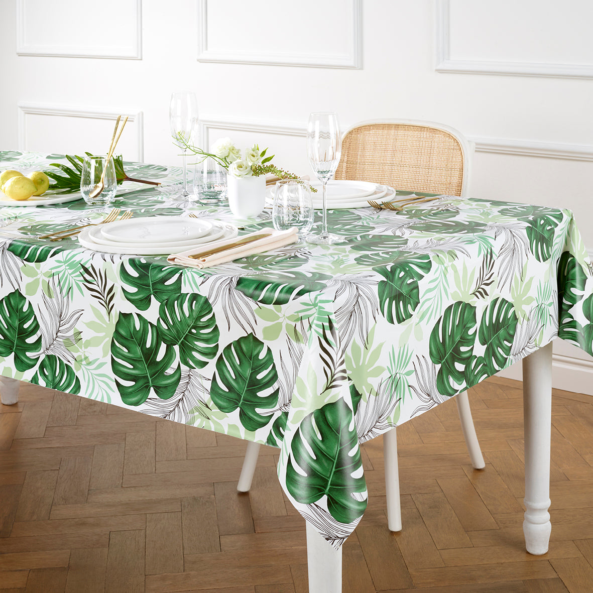 Nappe enduite anti-tache - Exotica Blanc