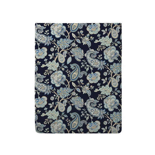 Flat sheet cotton satin - Kashmir dark blue