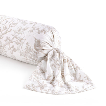 Taie(s) d'oreiller satin de coton - Colibri floral Taupe