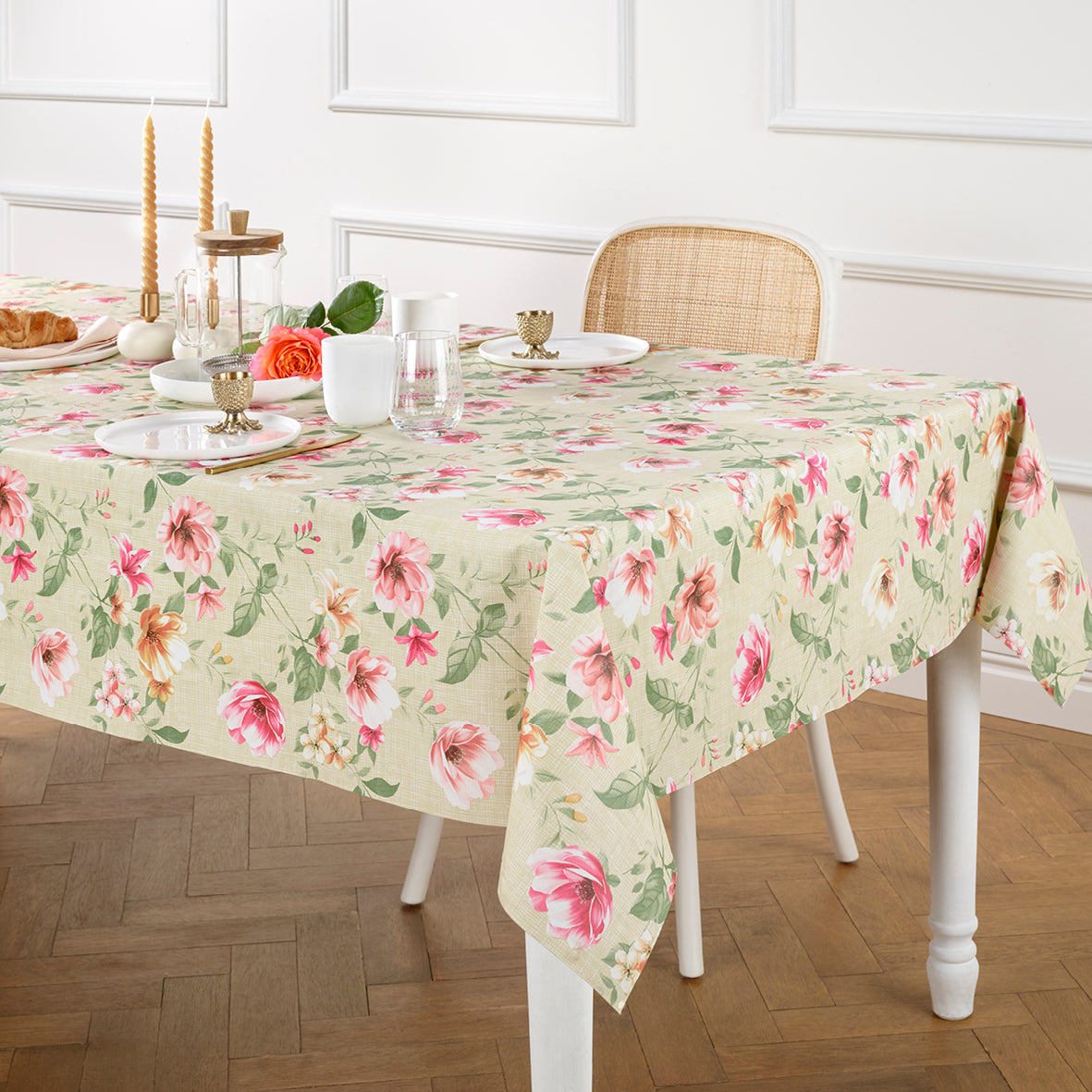 Tablecloth - Eclosion de fleurs Taupe