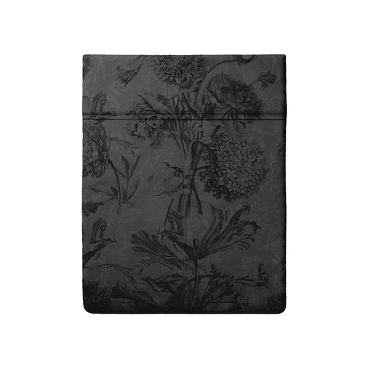 Flat sheet cotton satin - Jardin Botanique Dark grey