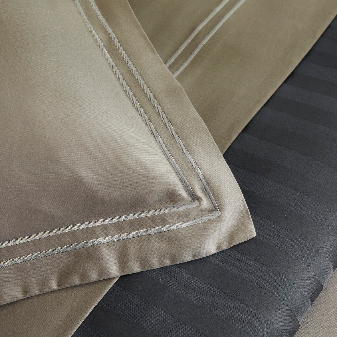 Flat sheet cotton satin - Paris Taupe / Taupe