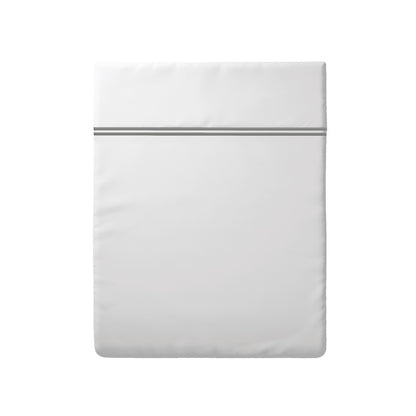 Drap plat satin de coton - Paris Gris / Blanc