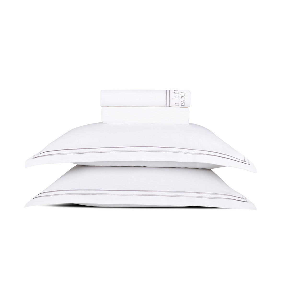 Sheet set cotton satin - Paris Grey / White