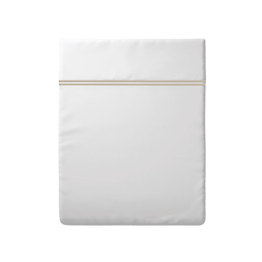 Drap plat satin de coton - Paris Taupe / Blanc