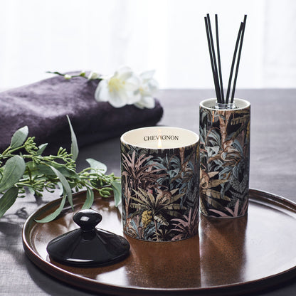 Scented candle in porcelain cup Jungle monkey - Black - Jasmin & Ylang - 315 g