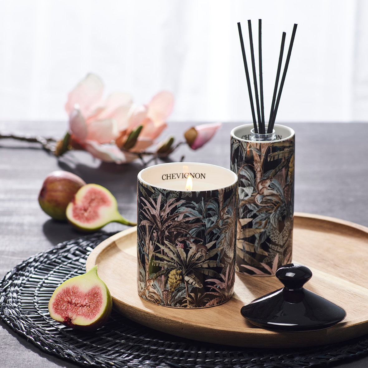 Fragrance sticks in porcelain holder Jungle monkey - Black - Fig - 100 ml