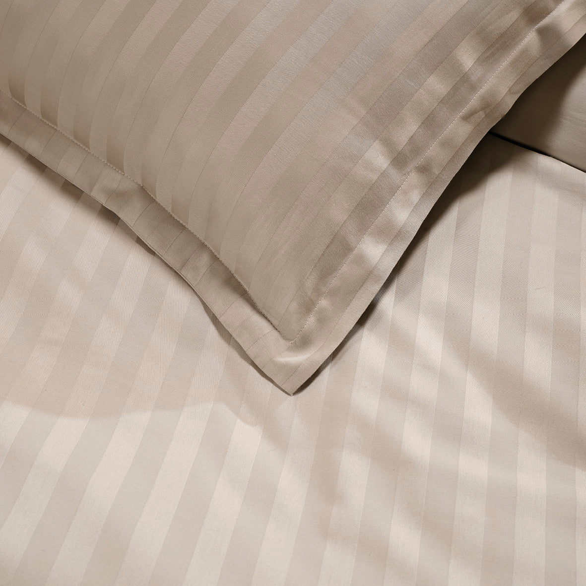 Duvet cover + pillowcase baby cotton satin dobby stripe woven - Taupe