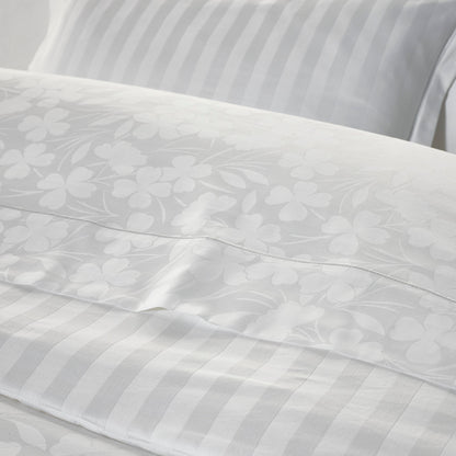 Pillowcase(s) cotton satin - Jacquard woven - Cresson de Fontaine White