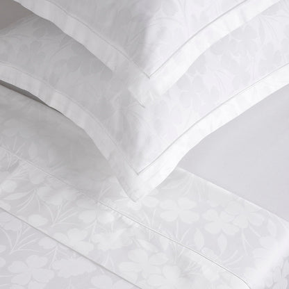 Sheet set : fitted sheet, flat sheet, pillowcase(s) in satin cotton - Jacquard woven - Cresson de Fontaine White