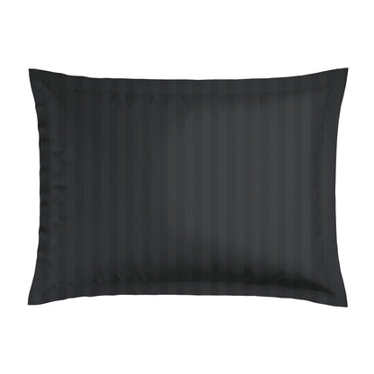 Pillowcase(s) cotton satin dobby stripe woven - Black 2 x (50 x 70 cm)