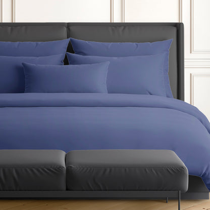 Duvet cover + pillowcase(s) cotton satin - Uni Blue