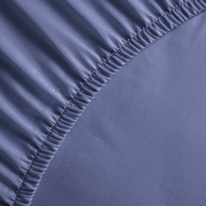 Fitted sheet cotton satin - Uni Blue