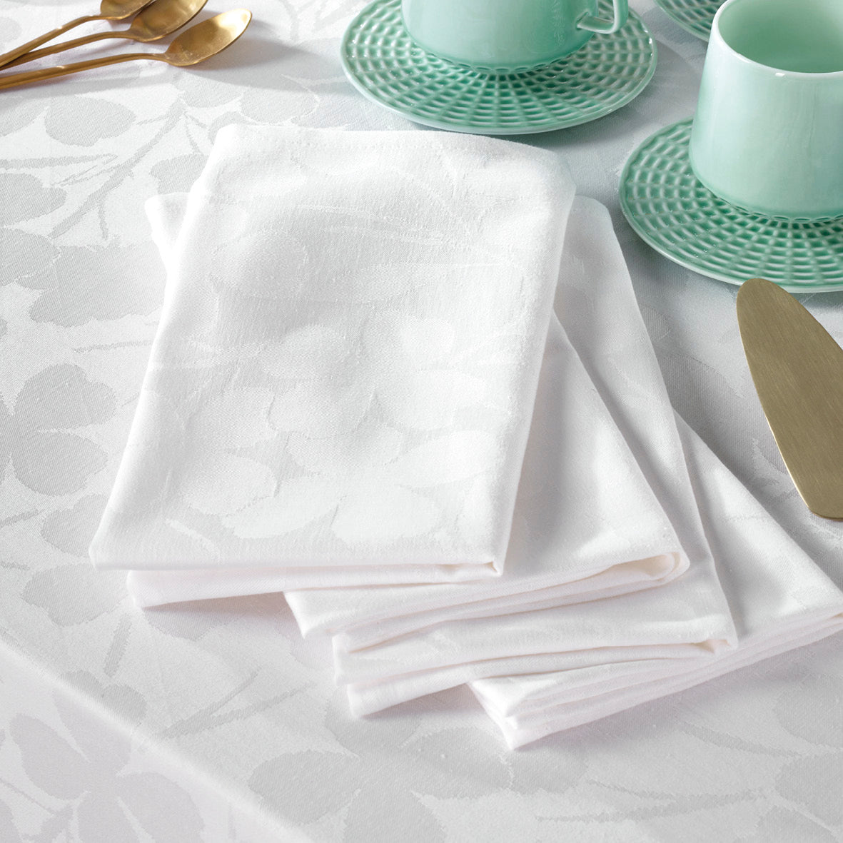 Set of 4 napkins Jacquard woven - Cresson de Fontaine White