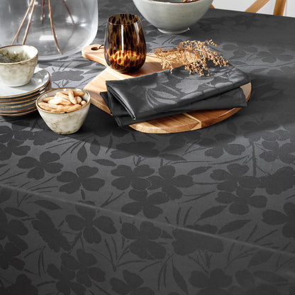 Tablecloth - Jacquard woven - Cresson de Fontaine dark grey