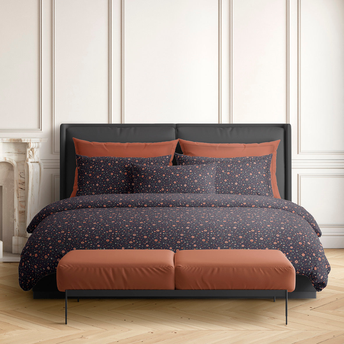 Duvet cover + pillowcase(s) cotton satin - Pétunia Orange