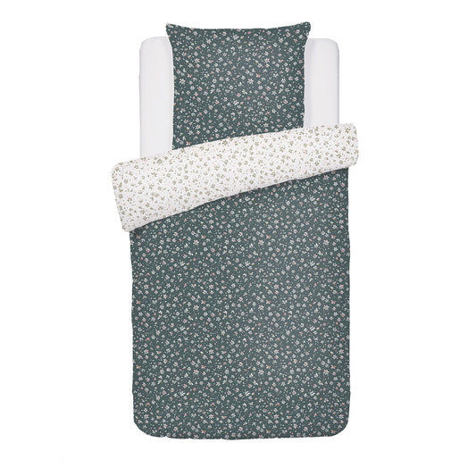 Duvet cover + pillowcase(s) cotton satin - Jasmine Green/white