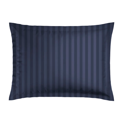 Pillowcase(s) cotton satin - Jacquard woven - dobby stripe dark blue 2 x (50 x 70 cm)