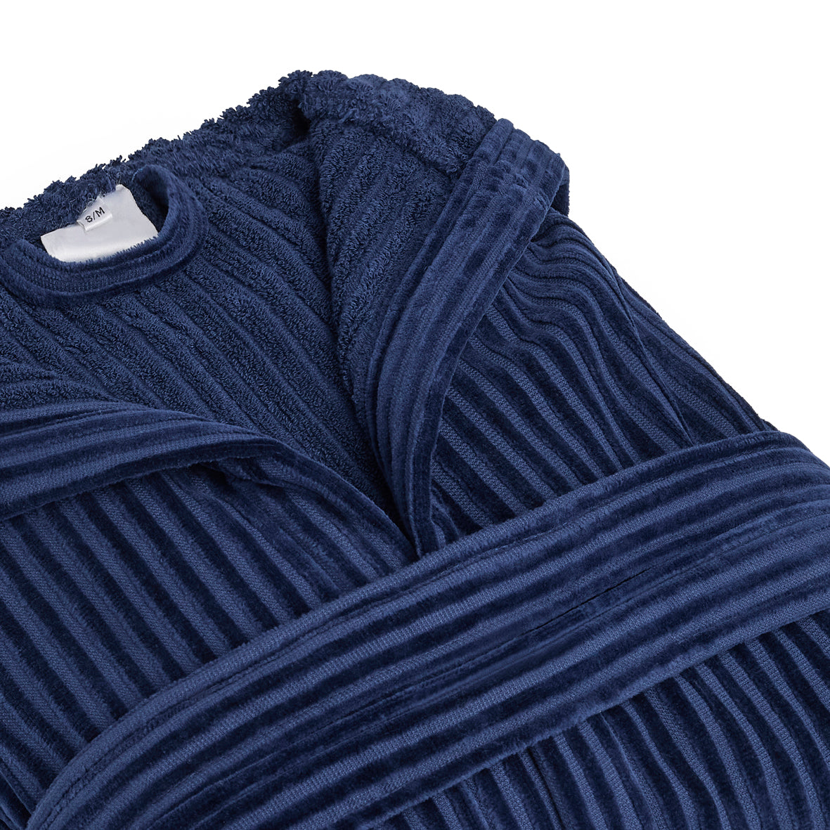 Hooded bathrobe Rayures tissées Jacquard - Dark blue