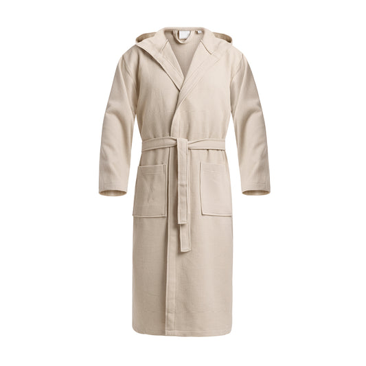 Hooded bathrobe - Nid d'abeille Taupe