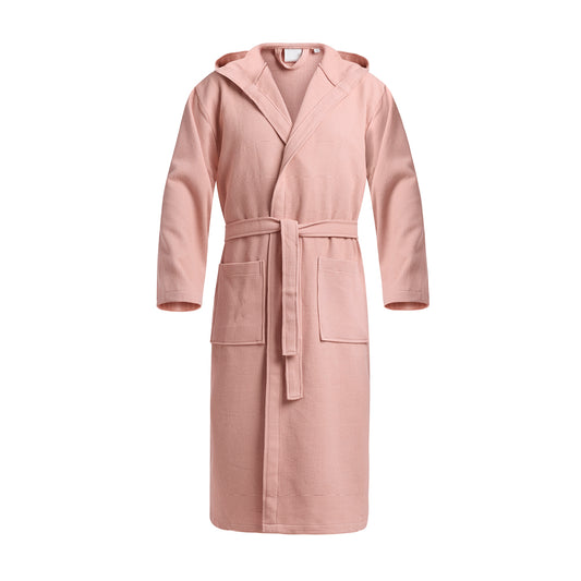 Hooded bathrobe - Nid d'abeille Pink