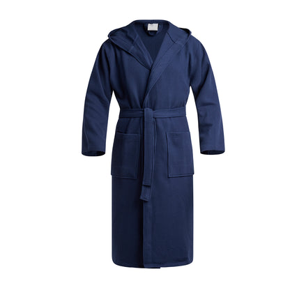 Hooded bathrobe - Nid d'abeille Dark blue