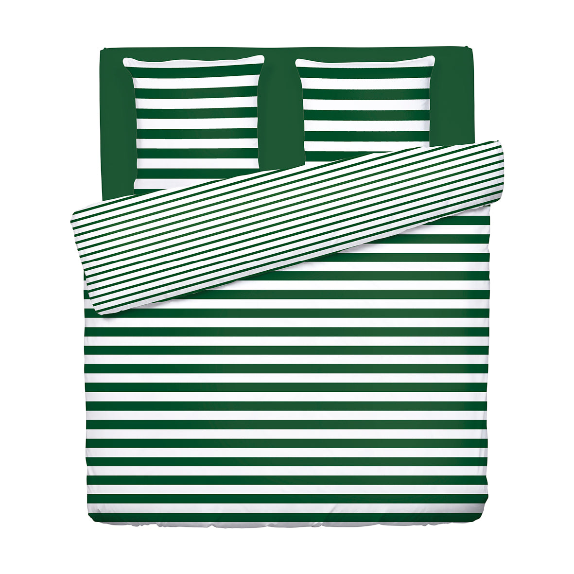 Duvet cover + pillowcase(s) cotton satin - Marinière Green