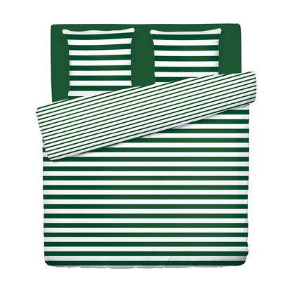 Duvet cover + pillowcase(s) cotton satin - Marinière Green