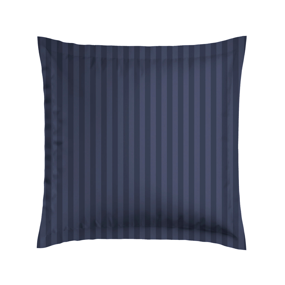 Pillowcase(s) cotton satin - Jacquard woven - dobby stripe dark blue 2 x (80 x 80 cm)