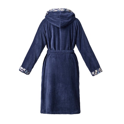 Hooded bathrobe - Etoile de printemps Navy blue