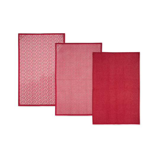 Set of 3 kitchen towels  Red - 70 x 45 x 0,3 cm