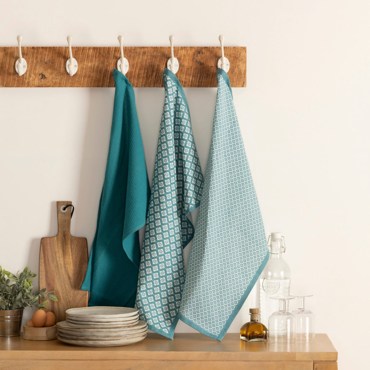 Set of 3 kitchen towels  Blue - 70 x 45 x 0,3 cm