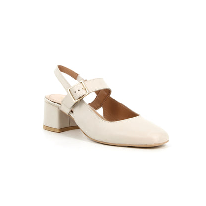 Slingback en cuir Pavé Beige