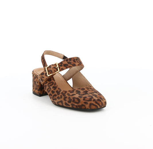 Slingback en cuir Pavé Léopard