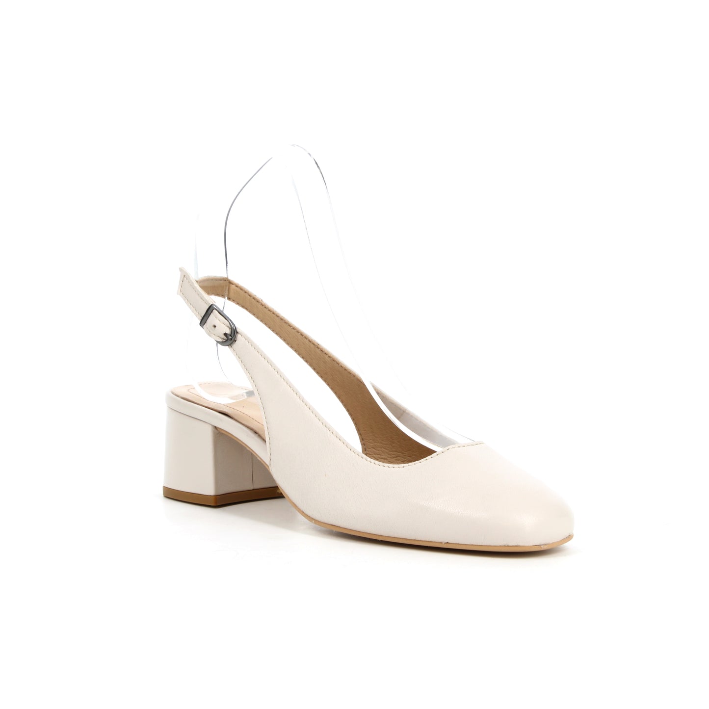 Slingback en cuir Fauve Beige