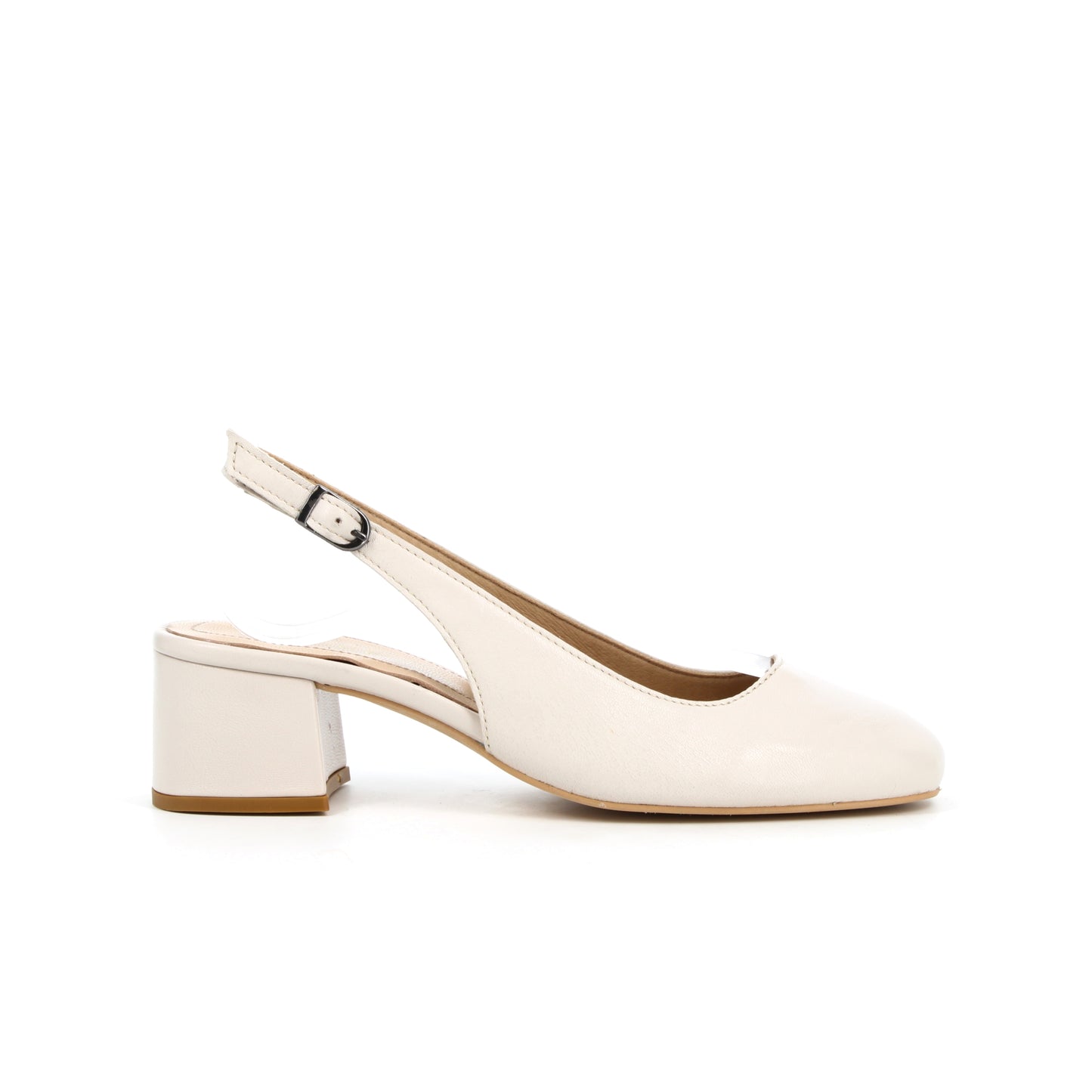 Slingback en cuir Fauve Beige