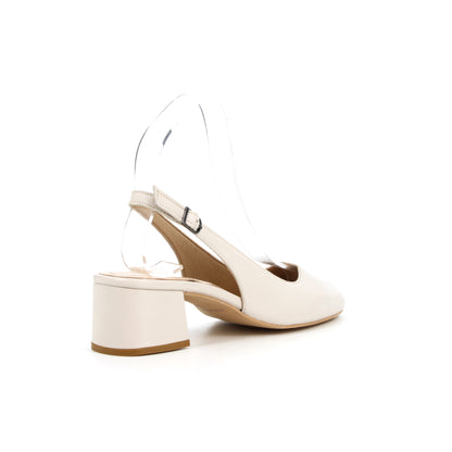 Slingback en cuir Fauve Beige