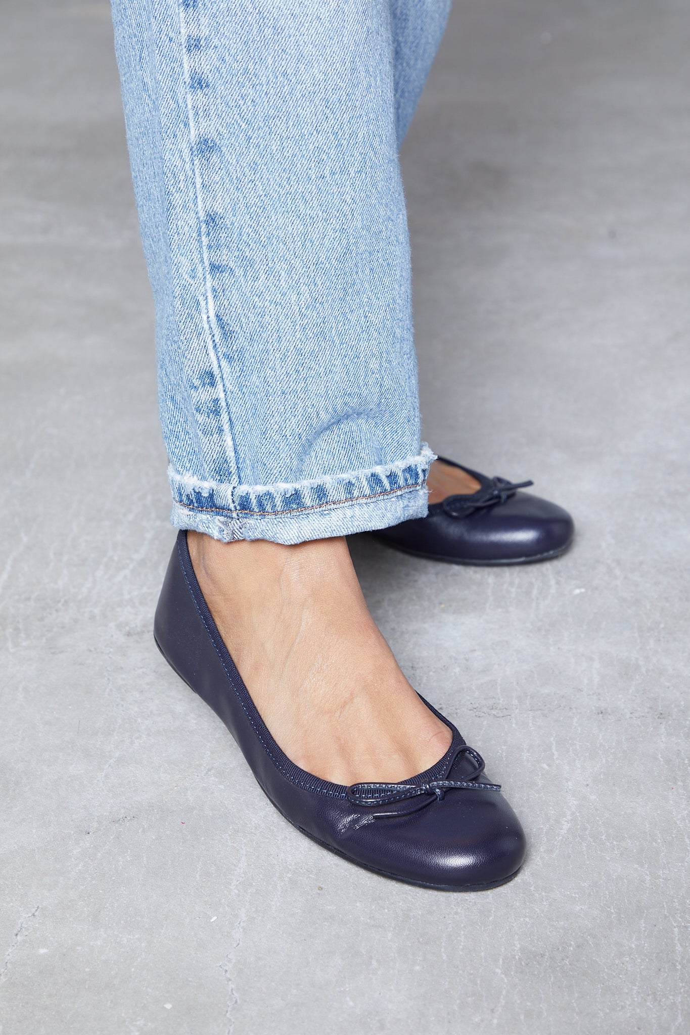 Ballerines en cuir Feuillage Bleu marine