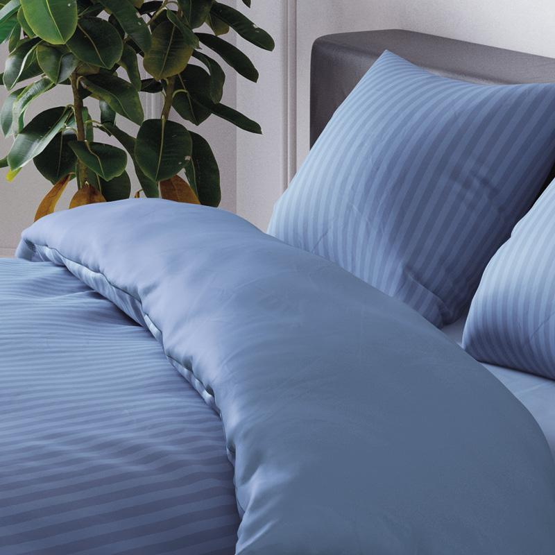 Housse de couette a rayures bleu grec - housse de couette et taie d'oreiller  - couvre-lits - coussins