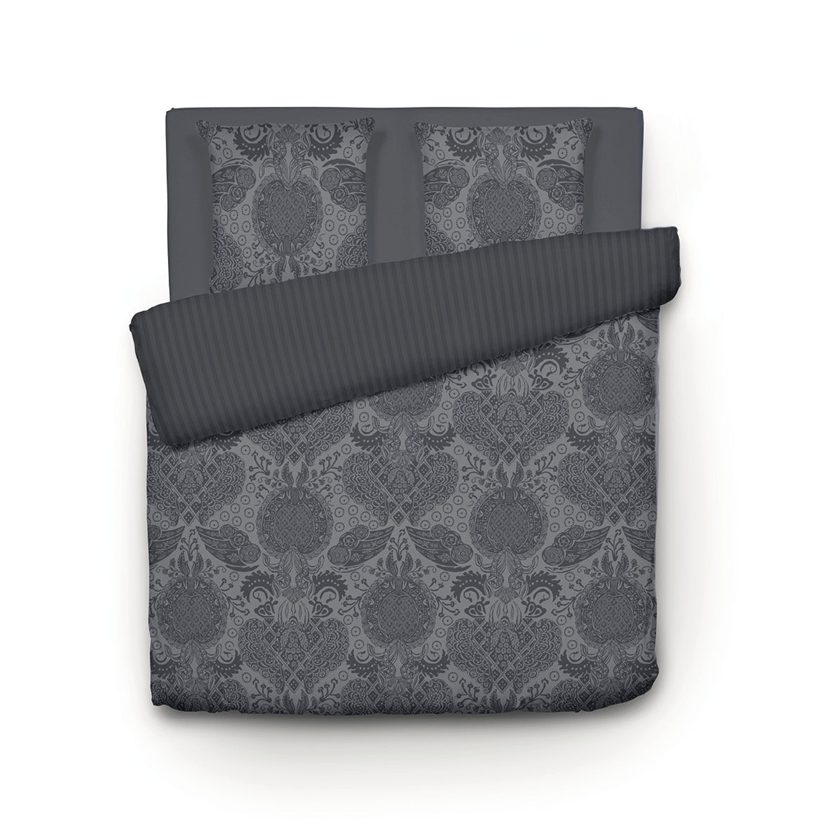 Duvet cover + pillowcase(s) cotton satin - Arles Dark grey