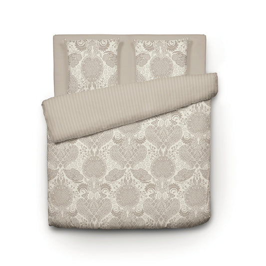 Duvet cover + pillowcase(s) cotton satin - Arles Taupe 260 x 240 cm + 2 x (63 x 63 cm)