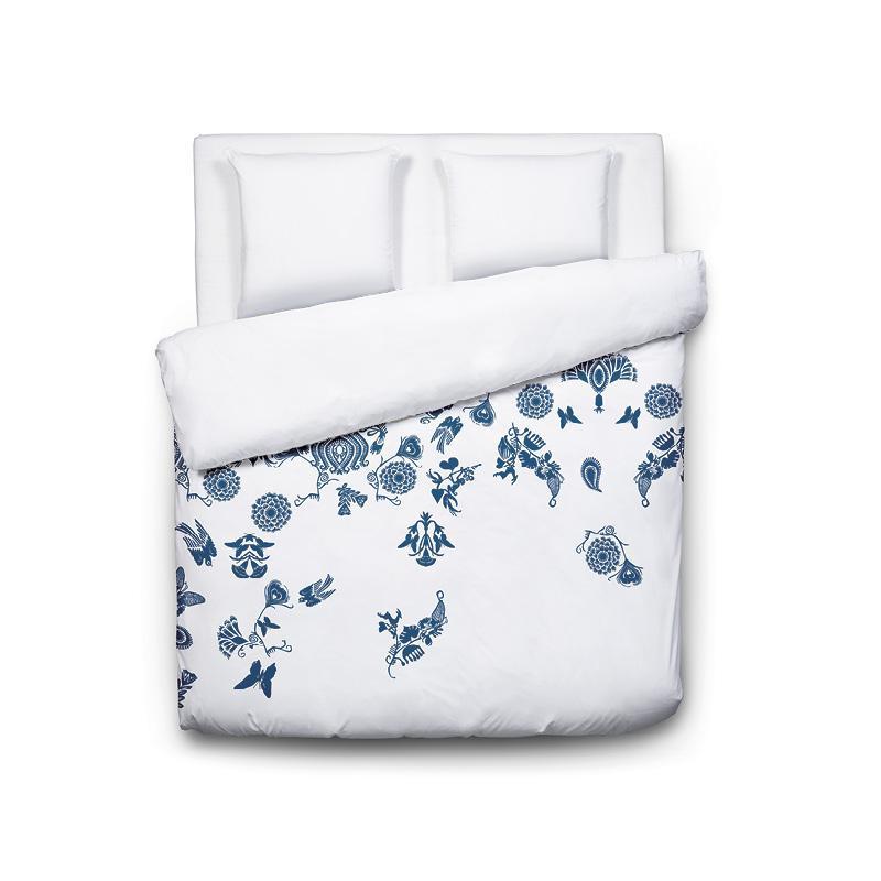Duvet cover + pillowcase(s) cotton satin - Love Stories Blue / White