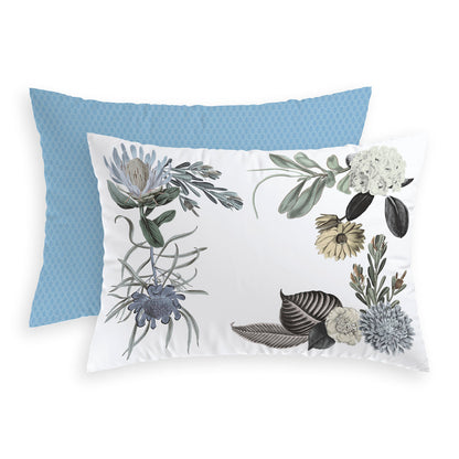 Set of 2 pillowcases cotton satin Garden Light blue - 50 x 60 cm