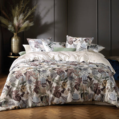 Duvet cover cotton satin Garden Taupe - 135 x 200 cm