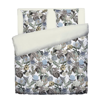 Duvet cover + pillowcase(s) cotton satin - Garden Taupe 260 x 240 cm + 2 x (63 x 63 cm)