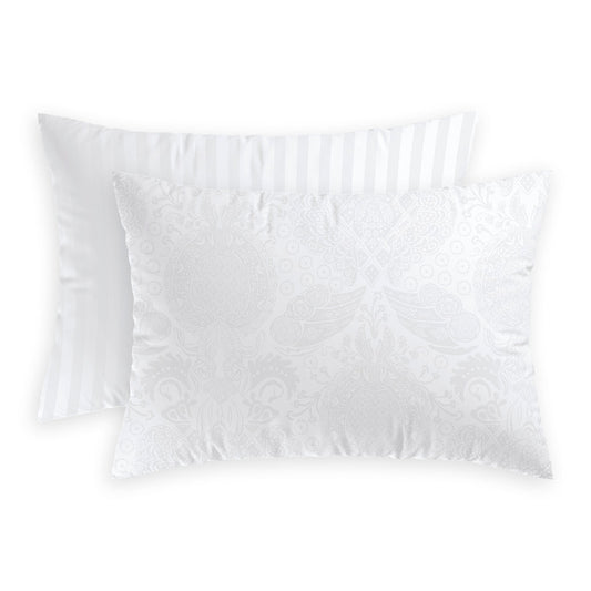 Pillowcase(s) cotton satin Jacquard woven - Arles White